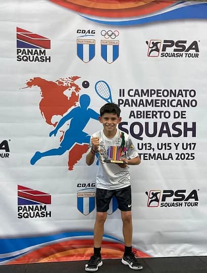 Tomás González Arango ganó el torneo panamericano junior de Squash en la categoría Sub-13 en Guatemala
