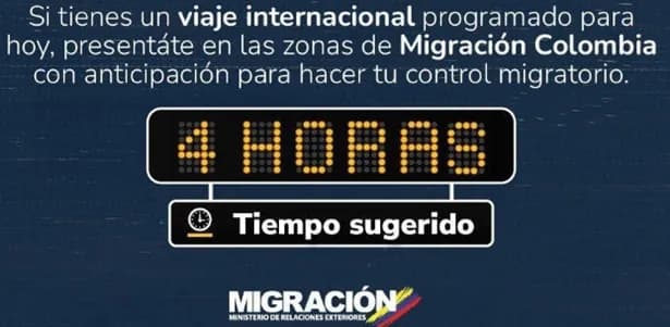 Los viajeros deben llegar con cuatro horas de anticipación a los aeropuertos de Colombia