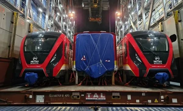 El tercer tren del sistema de la Primera Línea del Metro de Bogotá ya se encuentra en Colombia