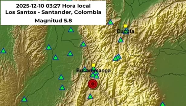 Sismo de 5.8 grados de magnitud en la Mesa de Los Santos, en Santander (sentido fuertemente en el país)