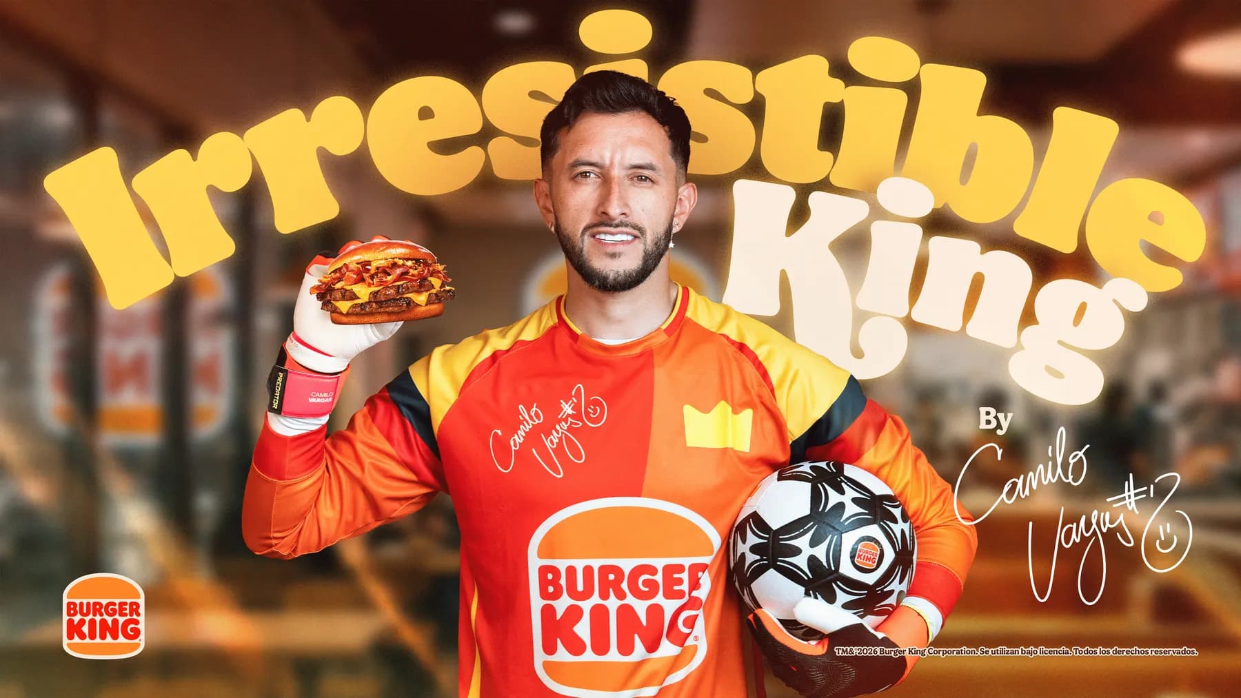 Burger King anunció al arquero Camilo Vargas como su imagen oficial en Colombia durante la temporada del Mundial 2026