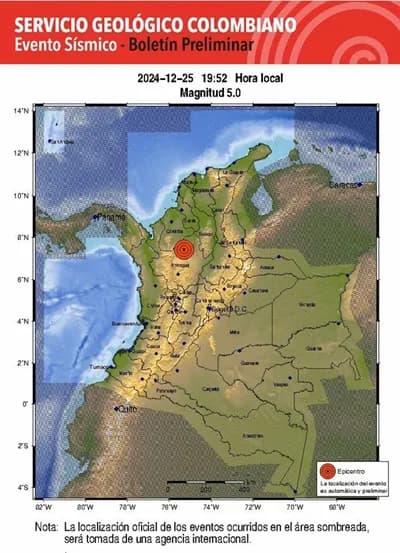 Tres sismos de mediana intensidad se presentaron en las últimas horas en Colombia